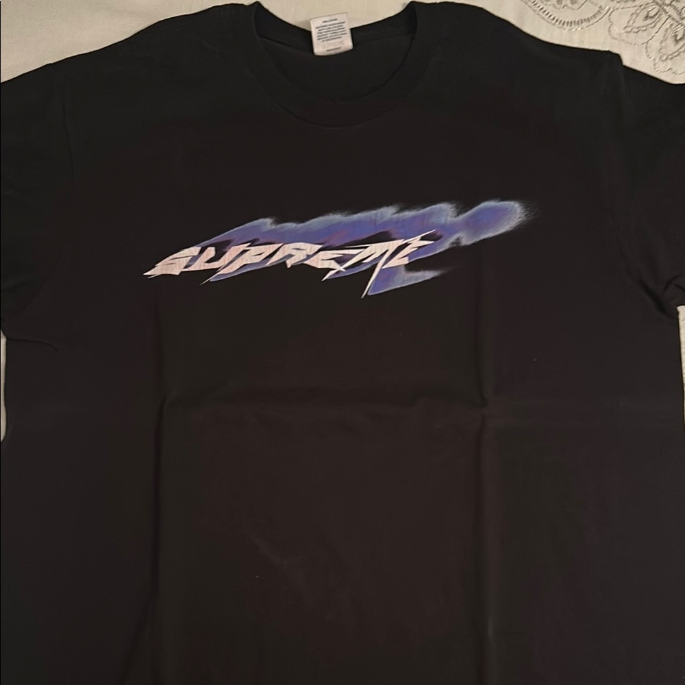 Supreme Black T-Shirt with Blue Graphic
